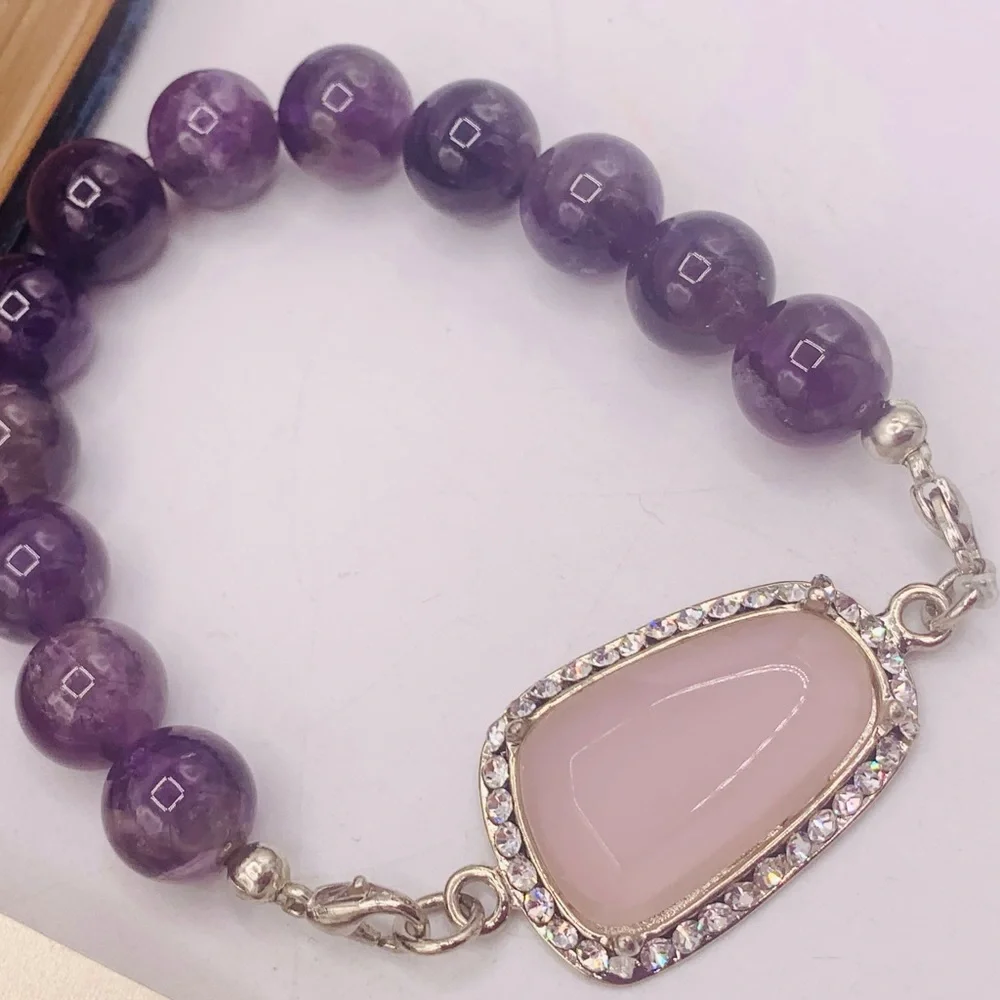 Four gemstone bead bracelets rose quartz amethyst sodalite